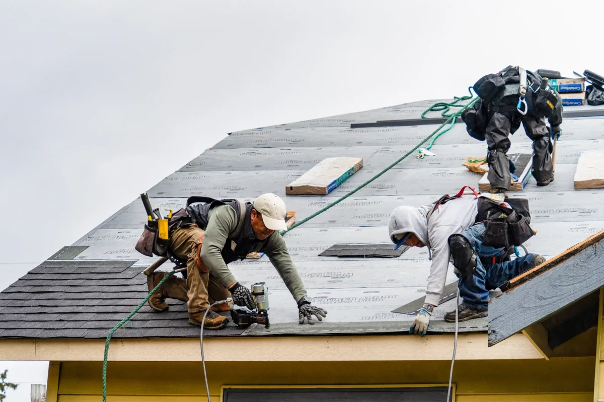 Crew working on roof