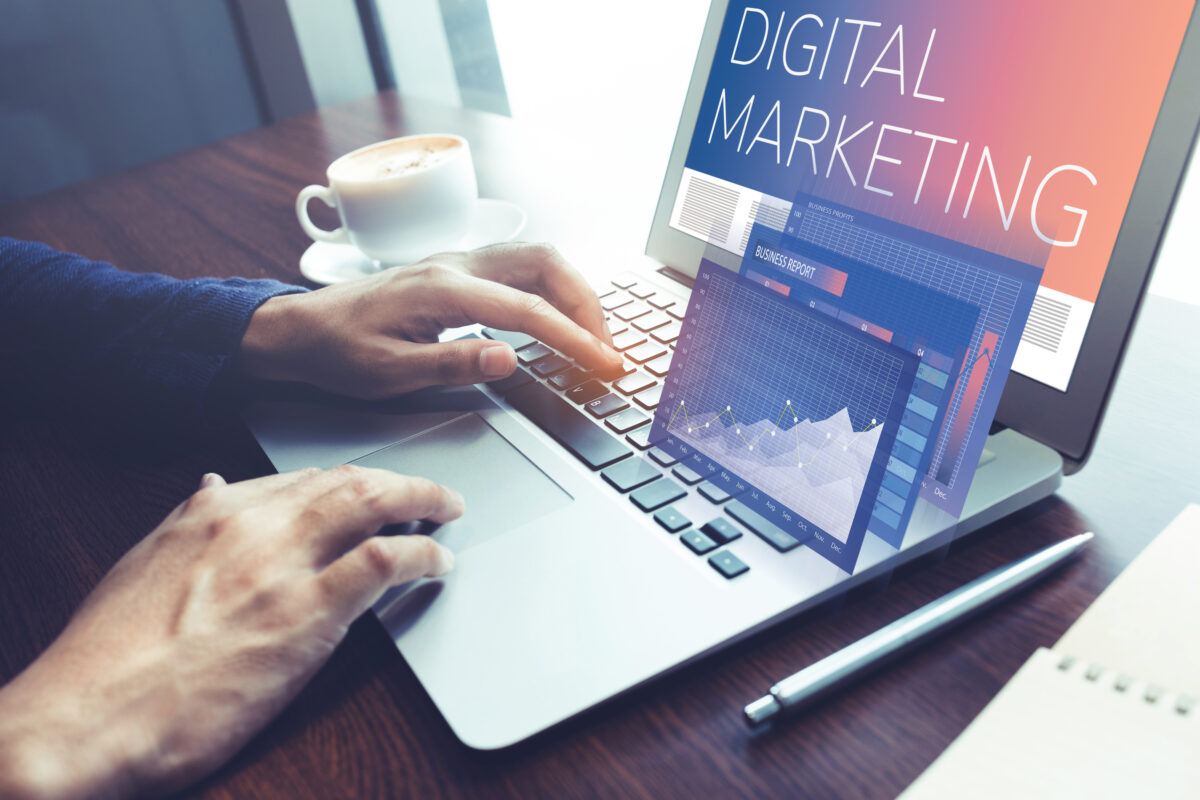 Digital marketing for roofing on a laptop screen